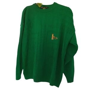 Blarney Castle Designs Mens Ireland Textured Knit Sweater Green Large Made in IE